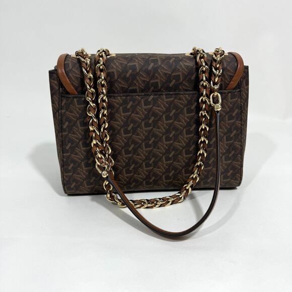 MICHAEL Michael Kors Brown Luggage Logo Parker Medium Convertible Chain Bag New - Picture 3 of 12